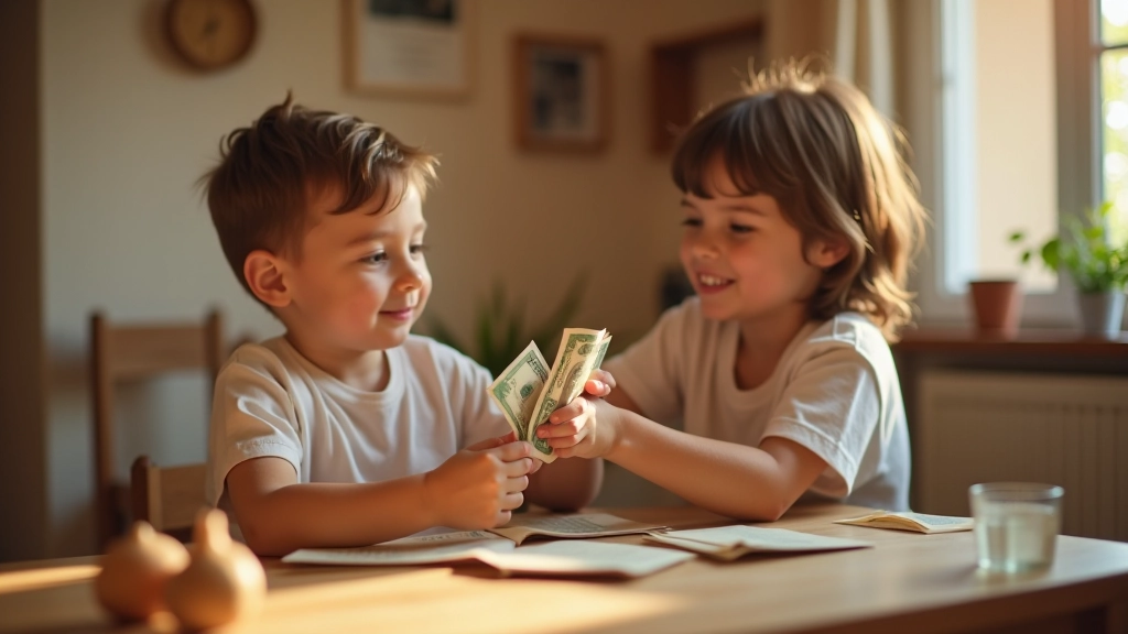 Parent donnant de l'argent de poche à son enfant dans un cadre de confiance