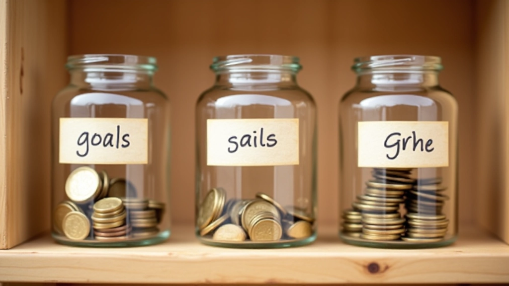 Enfants utilisant des bocaux en verre étiquetés pour différents objectifs d'épargne